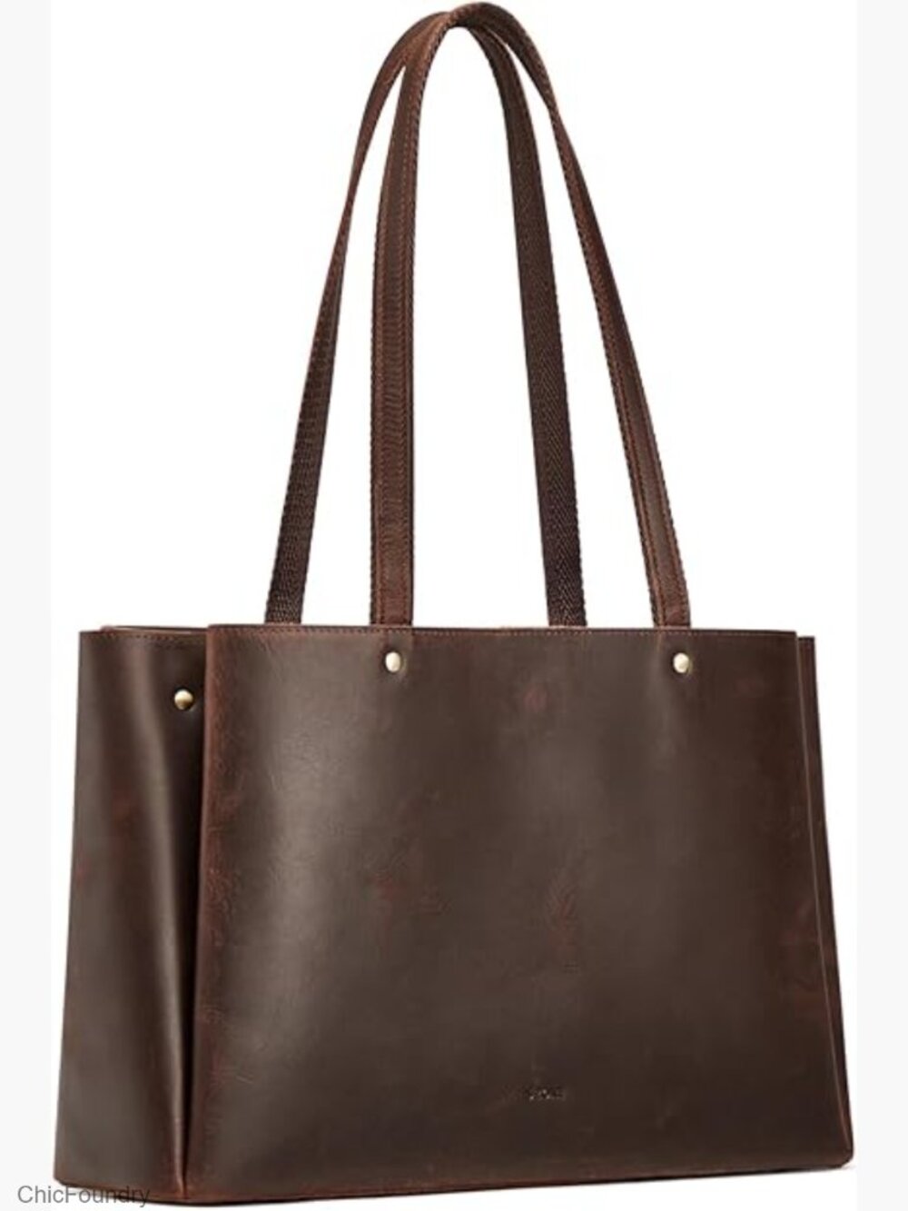 Genuine Leather Large Tote Work Handbag with Laptop Compartment